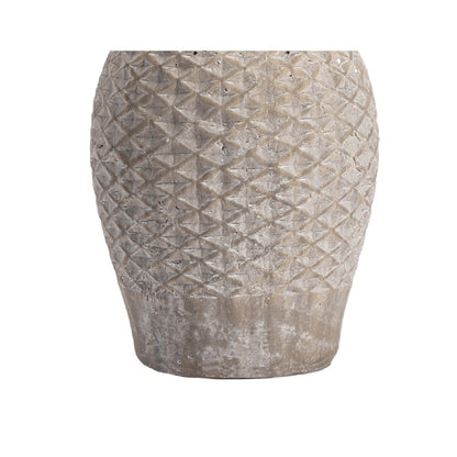 Textured Tan Ceramic Table Lamp With Diamond Pattern And Tapered Shade