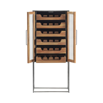 Crestview Collection Bengal Manor 2 Glass Door and Metal Wine Cabinet