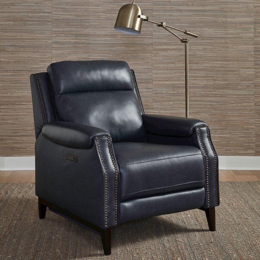 Rawling Triple Power Recliner Chair for Living Room Study - York Navy Leather