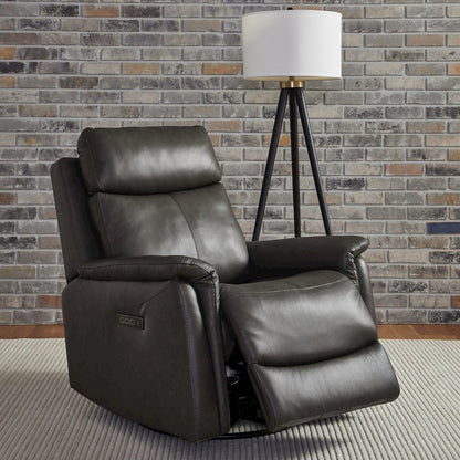 Rowland Triple Power Recliner Living Room Chair - Aline Coal Brown Leather