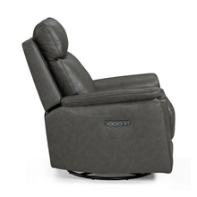 Rowland Triple Power Recliner Living Room Chair - Aline Coal Brown Leather