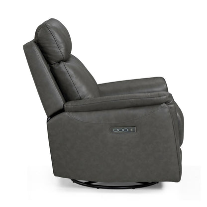 Rowland Triple Power Recliner Living Room Chair - Aline Coal Brown Leather