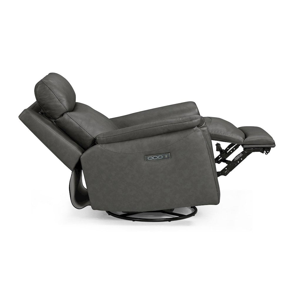 Rowland Triple Power Recliner Living Room Chair - Aline Coal Brown Leather