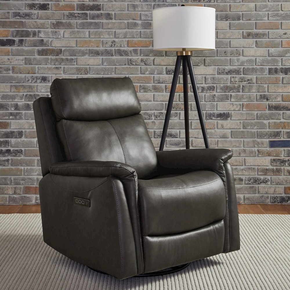 Rowland Triple Power Recliner Living Room Chair - Aline Coal Brown Leather