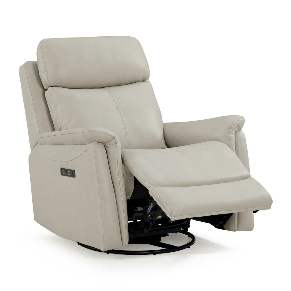 Rowland Triple Power Recliner Living Room Chair - Aline Pristine White Leather