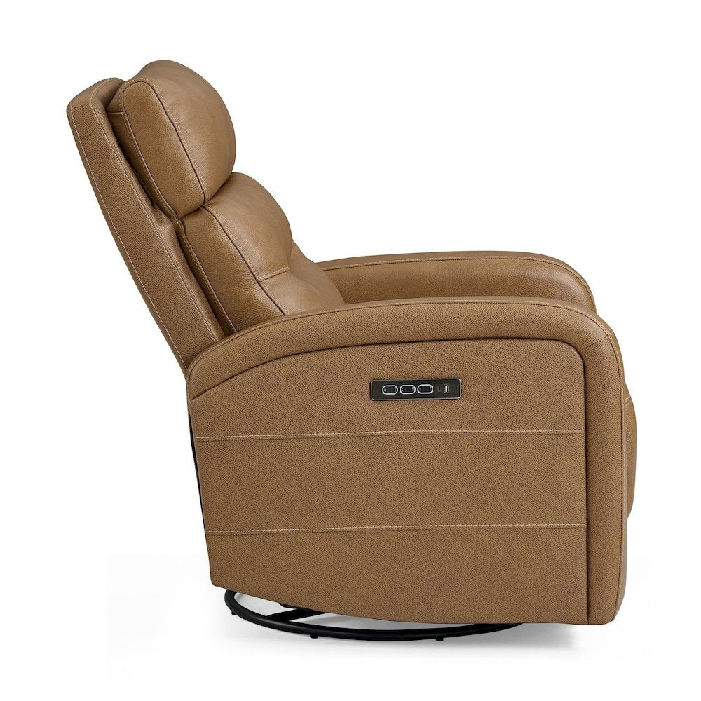 Rosslyn Triple Power Recliner Living Room Chair - York Butternut Brown Leather