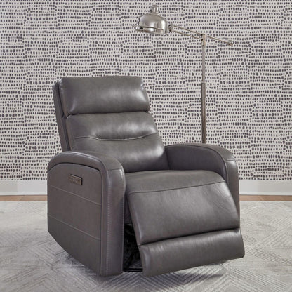Rosslyn Triple Power Recliner Living Room Chair - York Charcoal Gray Leather