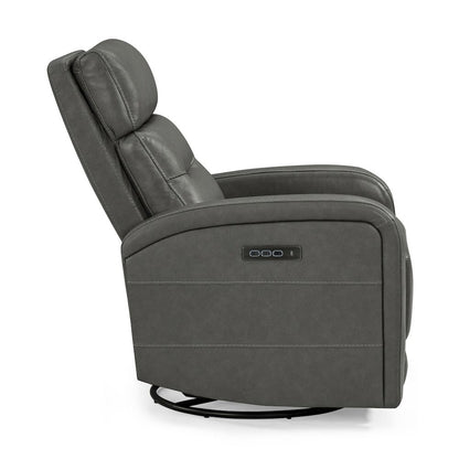 Rosslyn Triple Power Recliner Living Room Chair - York Charcoal Gray Leather