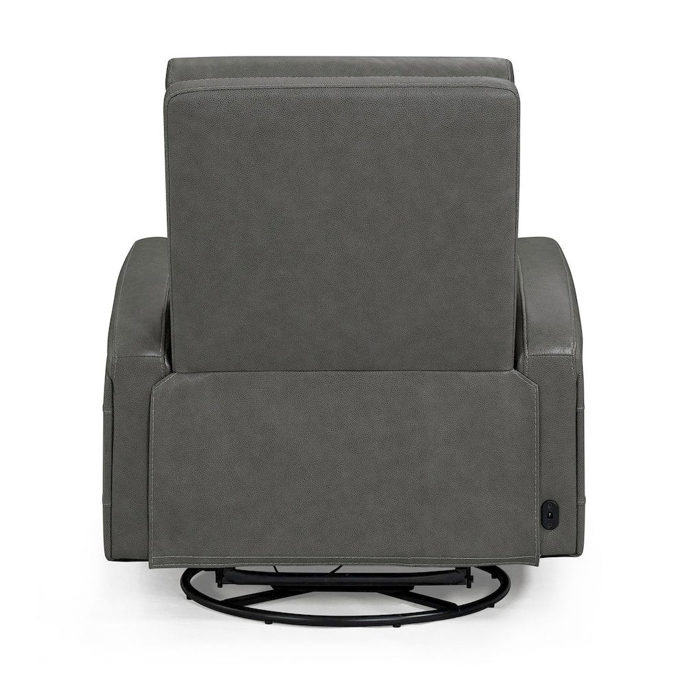 Rosslyn Triple Power Recliner Living Room Chair - York Charcoal Gray Leather