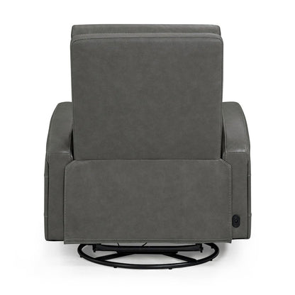 Rosslyn Triple Power Recliner Living Room Chair - York Charcoal Gray Leather