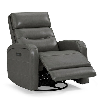 Rosslyn Triple Power Recliner Living Room Chair - York Charcoal Gray Leather