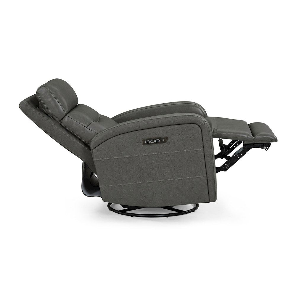 Rosslyn Triple Power Recliner Living Room Chair - York Charcoal Gray Leather