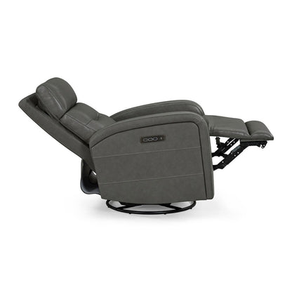 Rosslyn Triple Power Recliner Living Room Chair - York Charcoal Gray Leather