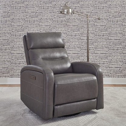 Rosslyn Triple Power Recliner Living Room Chair - York Charcoal Gray Leather