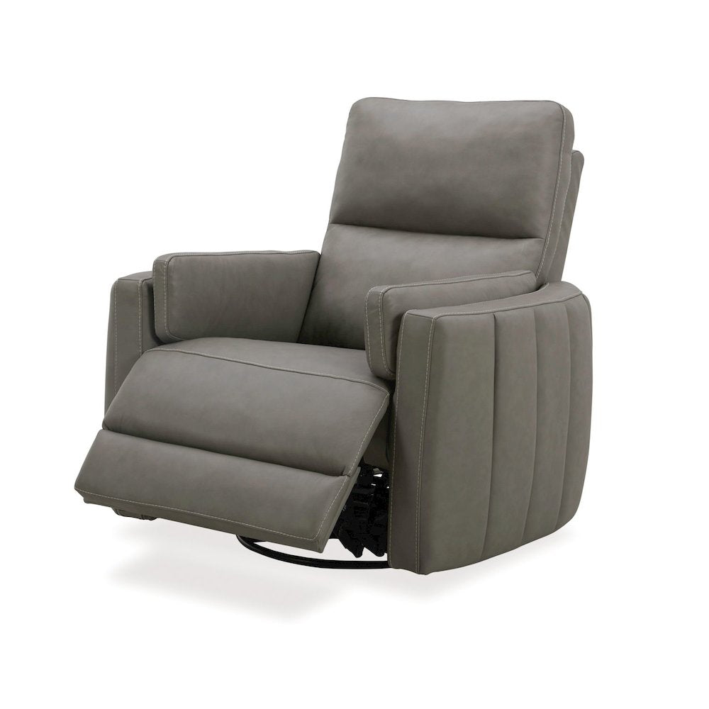 Reilly Triple Power Recliner Living Room Chair - Aline Light Gray Leather