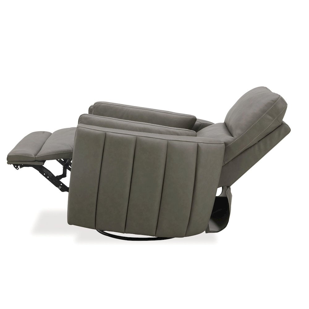 Reilly Triple Power Recliner Living Room Chair - Aline Light Gray Leather