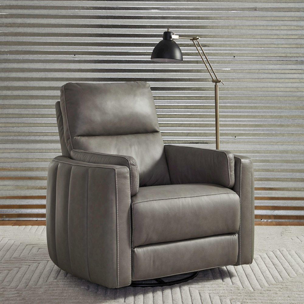 Reilly Triple Power Recliner Living Room Chair - Aline Light Gray Leather