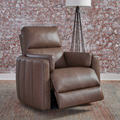 Reilly Triple Power Recliner Living Room Chair - Aline Saddle Brown Leather