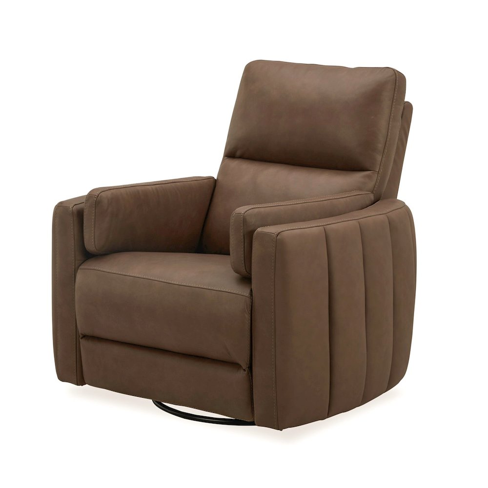 Reilly Triple Power Recliner Living Room Chair - Aline Saddle Brown Leather