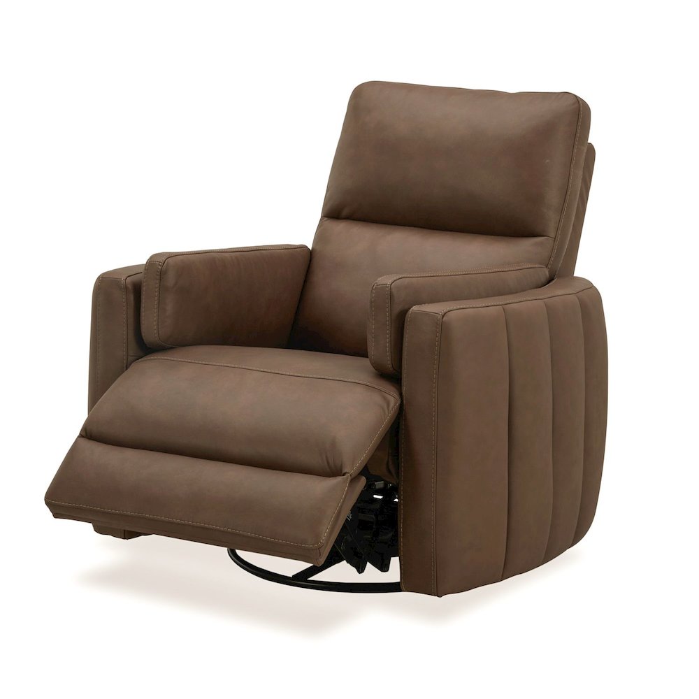 Reilly Triple Power Recliner Living Room Chair - Aline Saddle Brown Leather