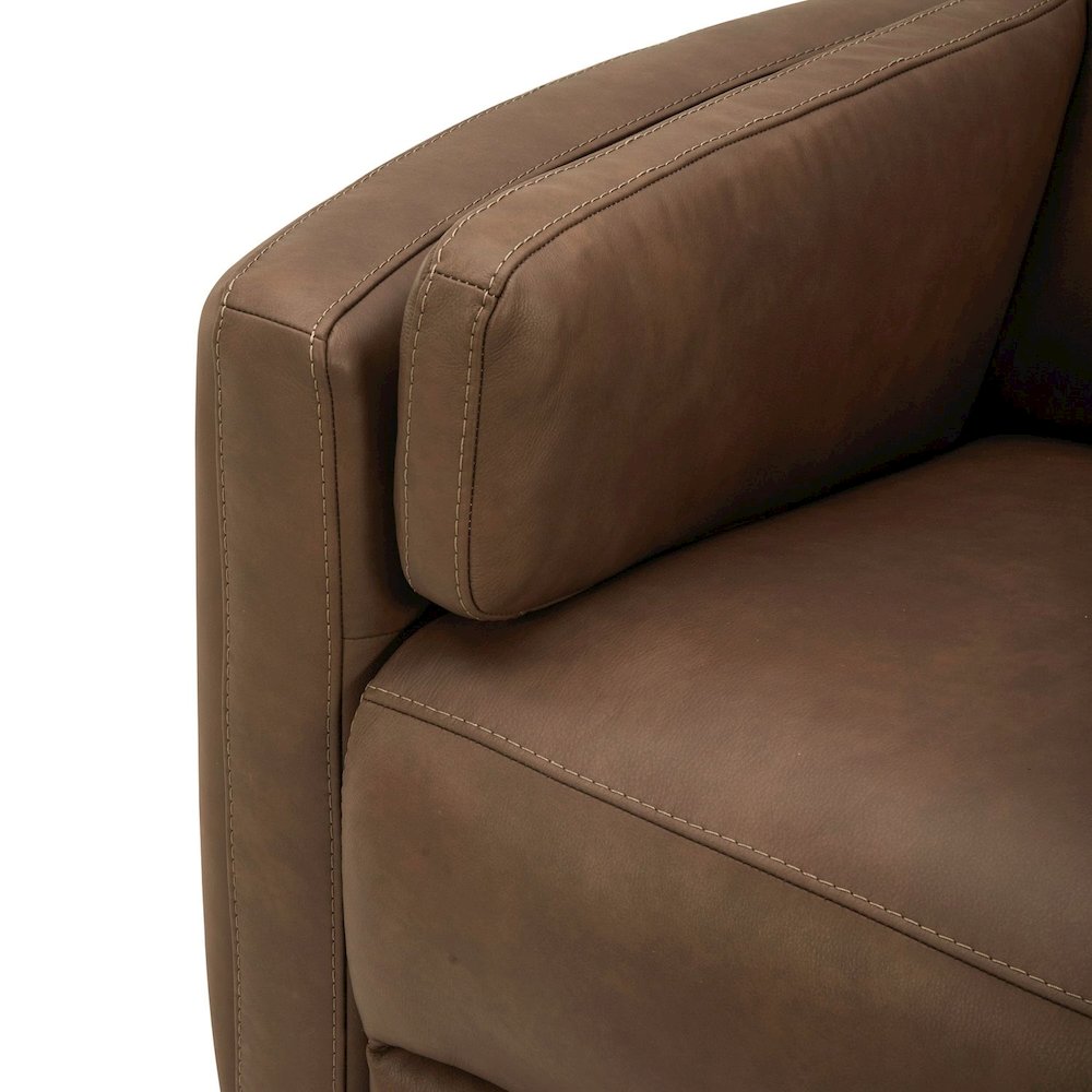 Reilly Triple Power Recliner Living Room Chair - Aline Saddle Brown Leather