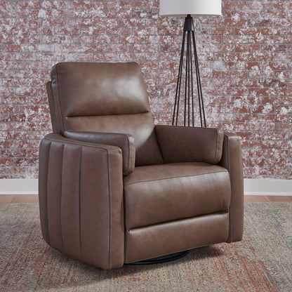 Reilly Triple Power Recliner Living Room Chair - Aline Saddle Brown Leather