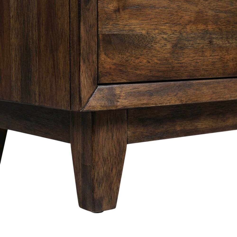 Bronze Spice TV Console with Solid and Manufactured Wood, Contemporary Style