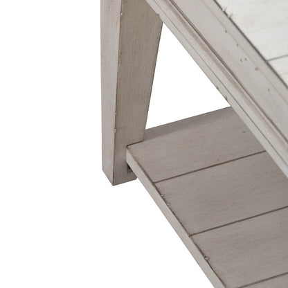 Lake House Lift Top Cocktail Table - Weathered White Oak Wood Plank Top