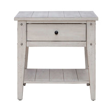 Lake House End Table - Weathered White Oak Wood Plank Top