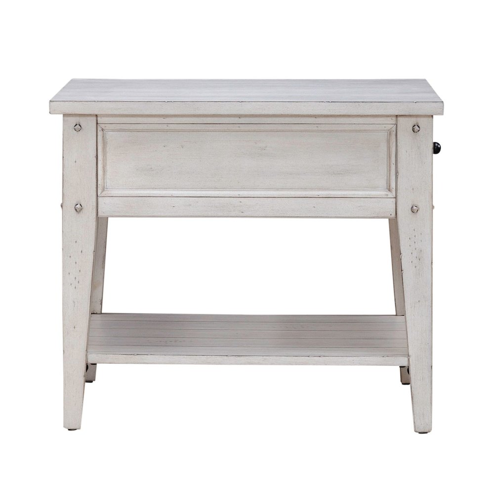 Lake House End Table - Weathered White Oak Wood Plank Top
