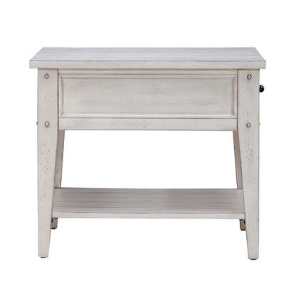 Lake House End Table - Weathered White Oak Wood Plank Top