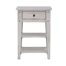 Lake House Chair Side Table - Weathered White Oak Wood Plank Top