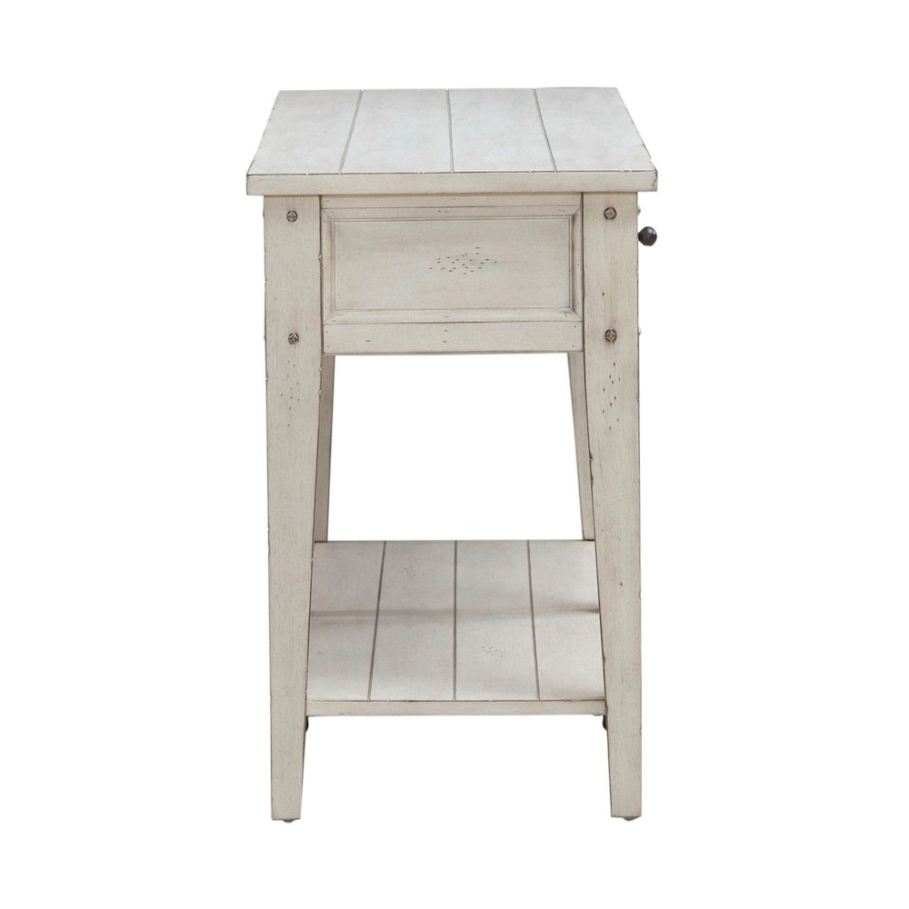Lake House Drawer Sofa Table - Weathered White Oak Wood Plank Top