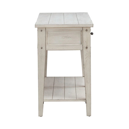 Lake House Drawer Sofa Table - Weathered White Oak Wood Plank Top