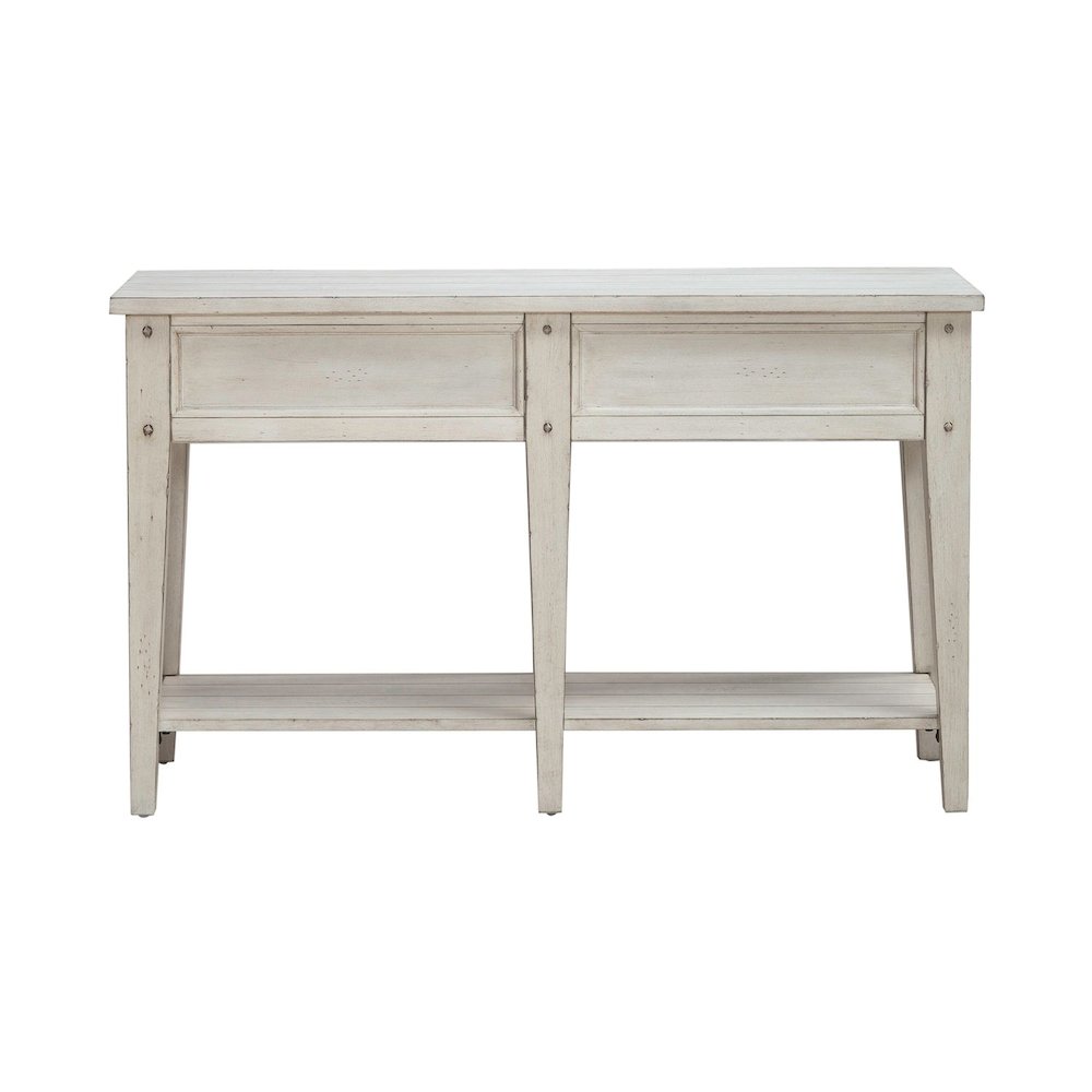 Lake House Drawer Sofa Table - Weathered White Oak Wood Plank Top