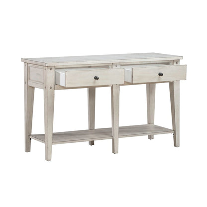 Lake House Drawer Sofa Table - Weathered White Oak Wood Plank Top