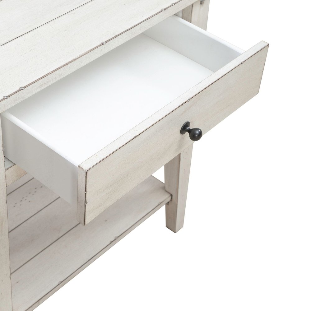 Lake House Drawer Sofa Table - Weathered White Oak Wood Plank Top