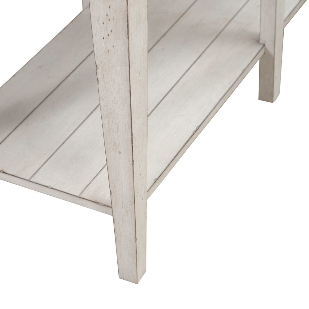 Lake House Drawer Sofa Table - Weathered White Oak Wood Plank Top