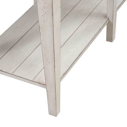 Lake House Drawer Sofa Table - Weathered White Oak Wood Plank Top