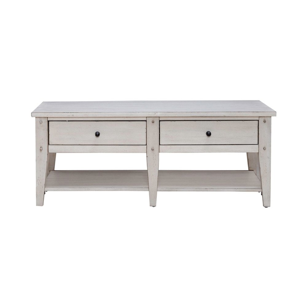 Lake House 3 Piece Table Set - Drawer Cocktail, 2 End Tables, White Oak