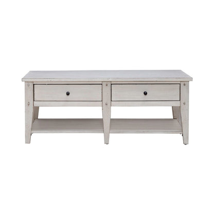 Lake House 3 Piece Table Set - Drawer Cocktail, 2 End Tables, White Oak