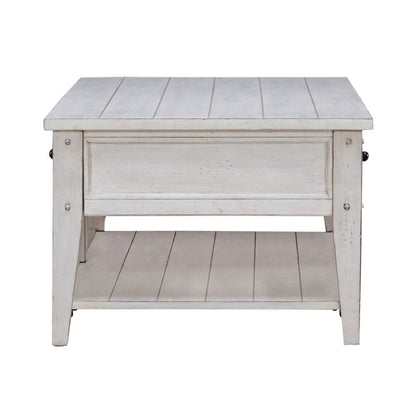 Lake House 3 Piece Table Set - Drawer Cocktail, 2 End Tables, White Oak