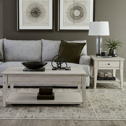 Lake House Opt 3 Piece Table Set - Lift Top Cocktail, 2 End Tables, White Oak