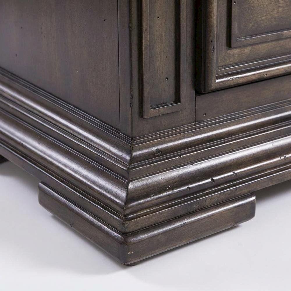 Brown Nightstand with Two Drawers and Charging Station for Bedroom Storage