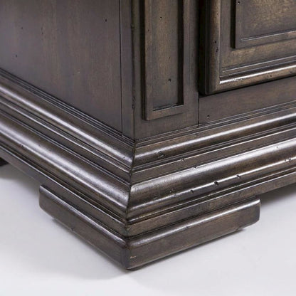 Brown Nightstand with Two Drawers and Charging Station for Bedroom Storage