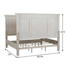 Antique White, Tobacco Top Panel Headboard, Wood Construction, Farmhouse Design