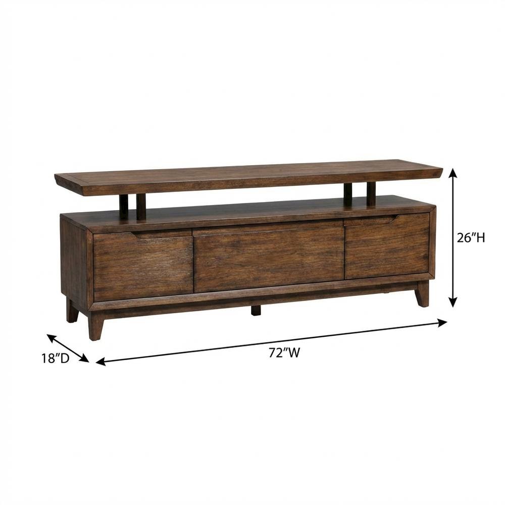 Bronze Spice TV Console with Solid and Manufactured Wood, Contemporary Style