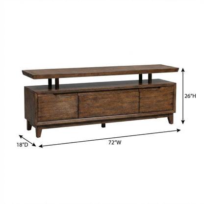 Bronze Spice TV Console with Solid and Manufactured Wood, Contemporary Style