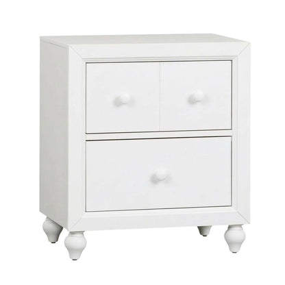 White Cottage Nightstand with Melamine & Rubberwood Frame, Stylish and Durable