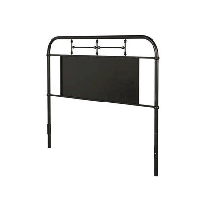 Distressed Metal Queen Metal Headboard with Vintage Design and Metal Tube Frame